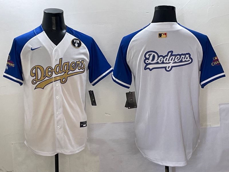 Men Los Angeles Dodgers Blank White Blue Gold Game Nike 2025 MLB Jersey style 42921
